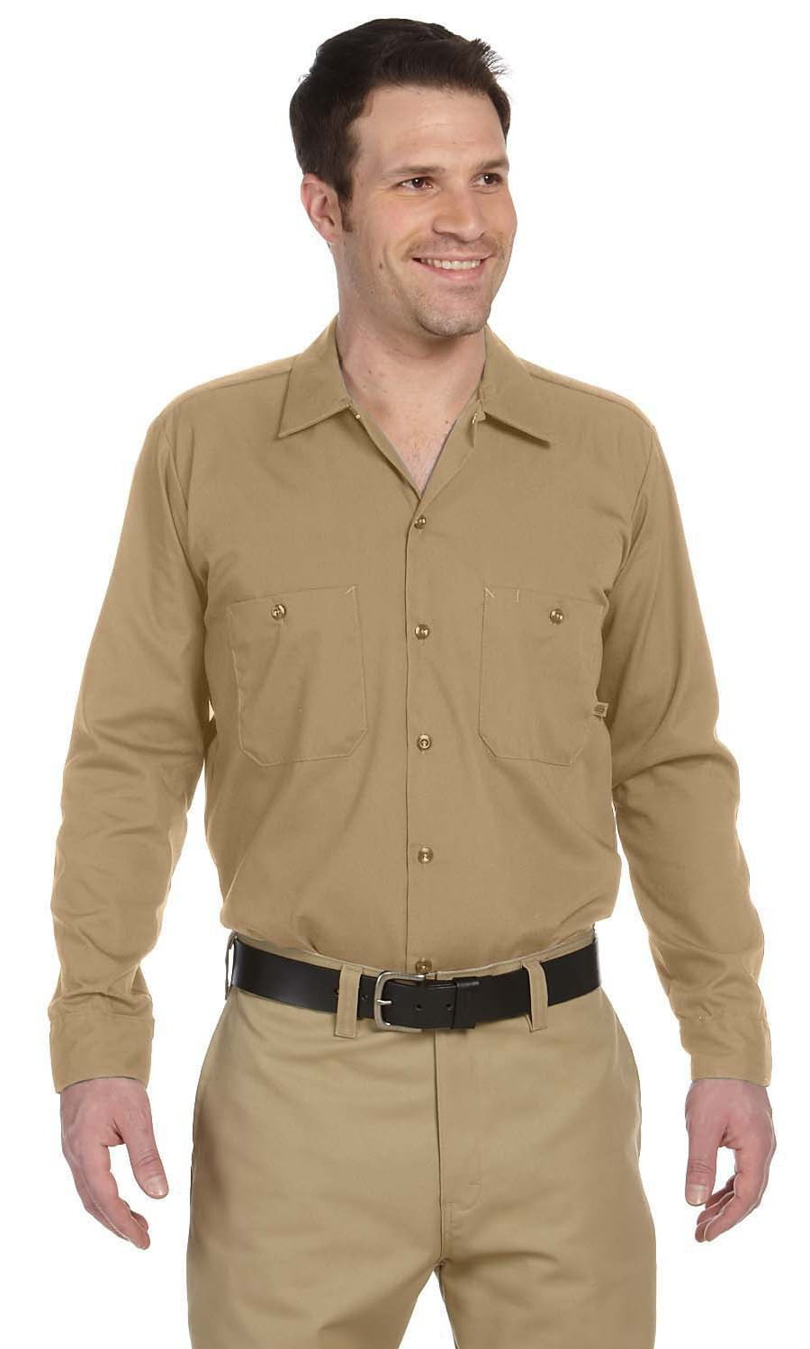 Dickies Mens Long Sleeve LL535 Work Shirt  Khaki Size XL Regular Fit 