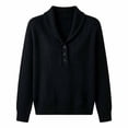 thumbnail image 4 of BODOAO Women's Cable Knit Sweater with Shawl Collar Long Sleeve Henley Pullover with 3 Button Neck Ribbed Cuffs and Hem Relaxed Cable Knit Sweater Top Women's Pullover Black XL, 4 of 4