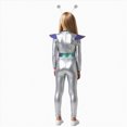 thumbnail image 6 of NOLDARES Child Metallic Alien Hooded Full Body Jumpsuits for halloween Robot Theme Party (White,4-5 Years), 6 of 6