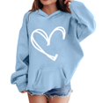 thumbnail image 3 of YunPes Boys Girls Heart Hooded Sweatshirts Comfy Oversized Fleece Pullover Sweatshirt Kids Fall Winter Long Sleeve Trendy Hoodies, 3 of 5