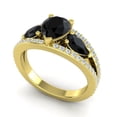 thumbnail image 2 of 2.00 Carat Pear Shape Black Onyx Gemstone & Natural Diamond Sparkle Three Stone Wedding Ring for Women 18K Yellow Gold Size 6 by Diamond-Capitals, 2 of 8