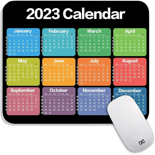 Square Mouse Pad 2023 Calendar, Personalized Premium-Textured Mouse Mat Design , Washable Mousepad Lycra Cloth , Non-Slip Rubber Base Computer Mouse Pads for Wireless Mouse