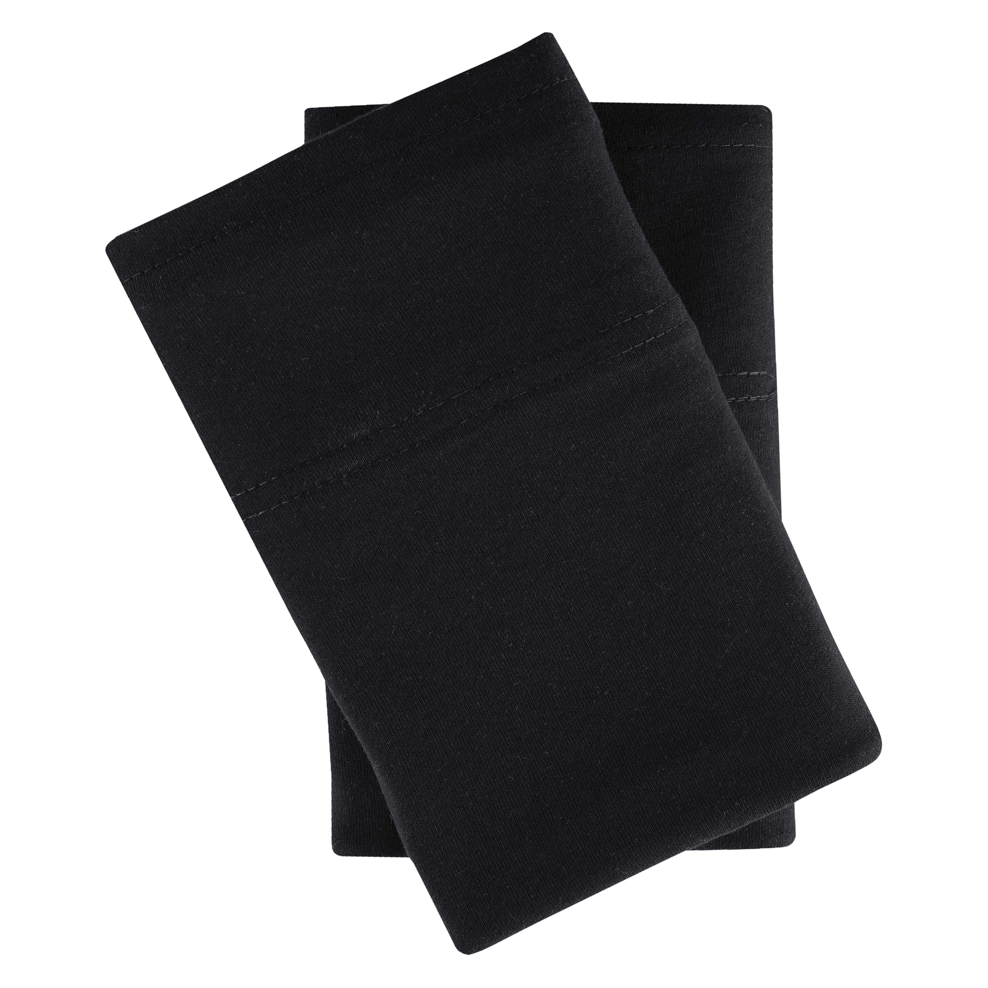 Mainstays Extra Soft Jersey Pillowcase Set, King, Rich Black, 2 Pieces