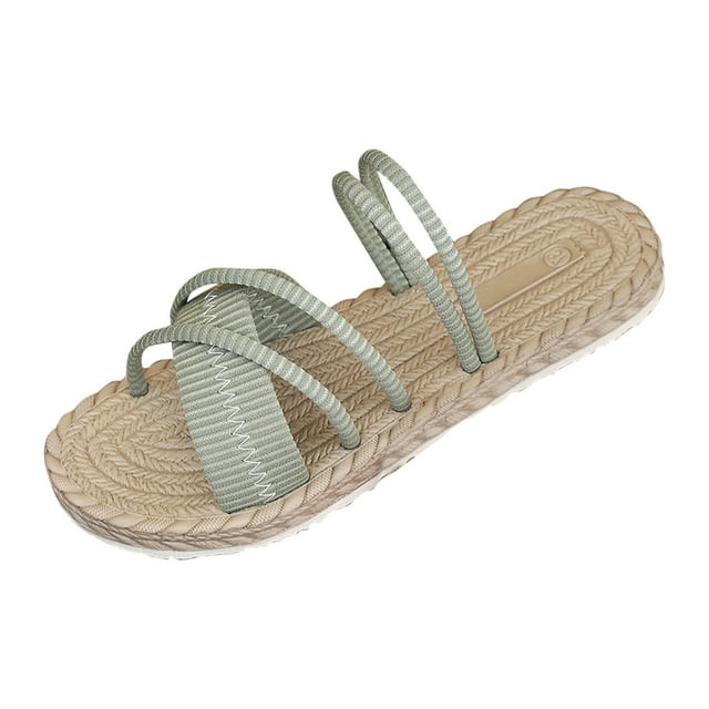 VEKDONE Sandales à Enfiler pour Femmes Mode Décontractée pour Femmes Printemps et Été Nouvelles Sandales Plates Polyvalentes de Plage à Bout Rond