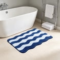 thumbnail image 5 of Wave Pattern Flocked Bath Mat, Non Slip Bathroom Rug with Latex Backing, Soft Absorbent Shower Mat, Washable Floor Carpet for Bathroom and Laundry Room, 5 of 7