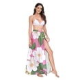 thumbnail image 2 of FORMRS Womens Long Sarong Beach Wrap Semi-Sheer Bikini Skirt Bathing Swimsuit Cover Up, White Flowers, 2 of 7