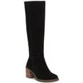 thumbnail image 2 of Lucky Brand Ritten Black Suede Fashion Knee Block Heeled Riding Boots Wide Calf (Black Suede, 12), 2 of 2