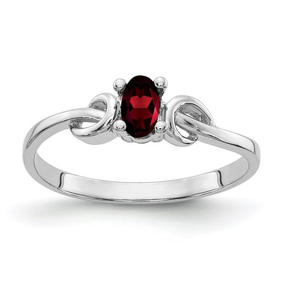 Solid 14k White Gold 5x3mm Oval Garnet January Red Gemstone Engagement Ring Size 7.5