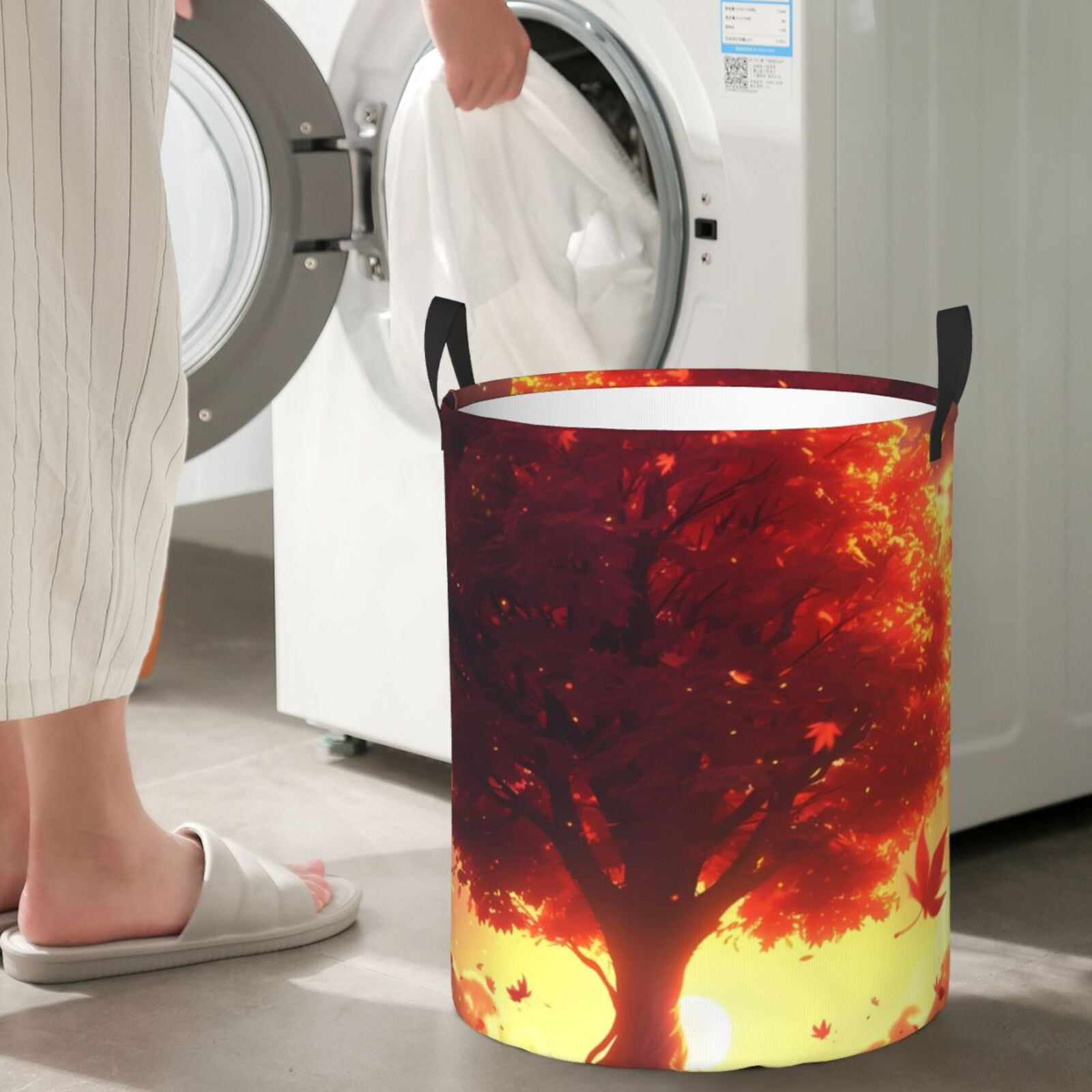Large Laundry Basket with Handles - Golden Maple Sunset Tree Kids Baby Dirty Clothes Laundry Hamper for Bedroom Aesthetic