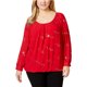 thumbnail image 1 of NY Collection Blusa de punto semitransparente para mujer, rojo, 3X, 1 of 1