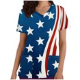thumbnail image 2 of MELDVDIB Women Nursing Scrub Tops Independence Day Flag Print T Shirt V-Neck Working Uniform Workwear Pocket Tops, Gift, 2 of 5