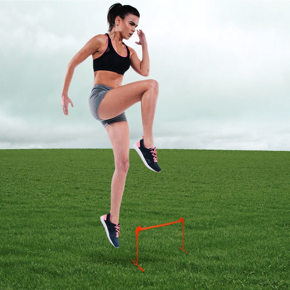 Adjustable Height 6 in, 9 in, 12 in Speed Training Plyometric Hurdles (Set of 6, Orange)