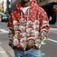thumbnail image 2 of Wutalume Men's Casual Solid Color Zipper Long Sleeve Hooded Sweatshirt, Everyday Pullover with Christmas Print, Waffle Texture for Comfort and Style,Watermelon Red M, 2 of 4