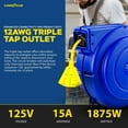 thumbnail image 2 of Goodyear Heavy-Duty Retractable Extension Cord Reel - 12AWG, 65' Length, Triple, 2 of 4