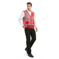 thumbnail image 4 of TOPTIE Lot de 5 Gilets de Bénévoles Unisexes de Sécurité Réfléchissants pour Course Cyclisme en Maille avec Poches-Rouge-2TG, 4 of 7