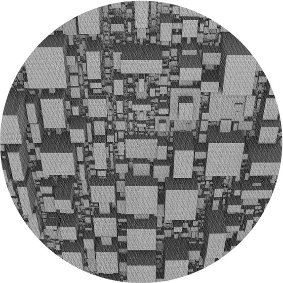 Ahgly Company Machine Washable Indoor Round Transitional Dark Gray Area Rugs, 6' Round