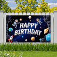 thumbnail image 4 of Space Theme Happy Birthday Banner Astronaut Design Galaxy Balloon Backdrop for Kids Birthday Party Decoration, 4 of 7