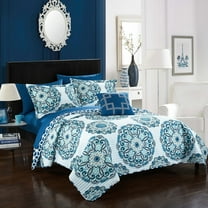2/3 Piece Majorca Super soft microfiber Large Printed Medallion REVERSIBLE with Geometric Printed Backing Duvet Set