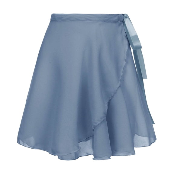 Wxolcjlv Women's Tie‑Wrap Chiffon Mini Skirt Elastic Waist Ballet Dance Skirts