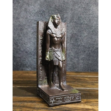 Son of Horus Pharaoh Egyptian King Tut Standing On Hieroglyphic Base Bookend