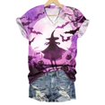 thumbnail image 4 of TANGQIOP Women'S T-Shirts Tops V-Neck Short Cap Sleeve Tee Top Halloween Witch Tree Skeleton Pumpkin Print Casual Funny Purple S, 4 of 4
