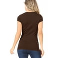 thumbnail image 4 of Moa Collection Women Casual Solid V-Neck Short Sleeve Basic T-Shirt Top, 4 of 4