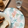 thumbnail image 3 of Teal Red Jellyfish Coastal Round 13 Inch Placemats Set of 4, Summer Beach Coral Starfish Nautical HeatResistant Non Slip Place Mats for Dining Table, Wipeable Kitchen Table Mats for Housewarming, 3 of 9