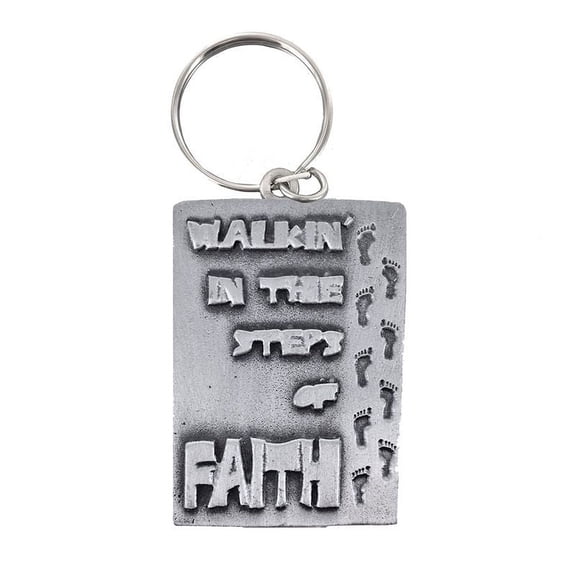 Extel Pewter Footprints in the Sand Faith Key Chain
