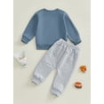 thumbnail image 6 of Baby Toddler Boy Winter Fall Outfit,0 6 12 18 24 Months 2T 3T Letter Print Long Sleeve Pullover Sweatshirt Elastic Waist Pants with Pockets 2 Piece Clothing Set, 6 of 9