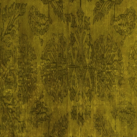 Ahgly Company Machine Washable Indoor Square Abstract Yellow Modern Area Rugs, 8' Square