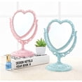 thumbnail image 3 of 1 paquete de espejo de maquillaje con forma de corazón bonito y sencillo, espejo de tocador giratorio de doble cara de plástico, espejo ligero para baño y dormitorio Zhivalor CDWJ516-2, 3 of 4