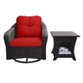 thumbnail image 3 of MeetLeisure Outdoor Polyethylene (PE) Wicker Swivel Rocker Chair with Side Table, Red, 3 of 9