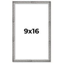 9x16 Frame Silver Grey Distressed Solid Wood Picture Frame | 0.75 Inch Moulding Width | Interior