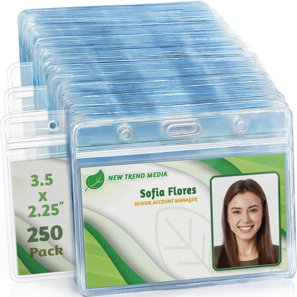 EcoEarth - Protecteur de Carte Horizontal avec Bord Souple - Scellable s'Adapte à une Insertion de 3.5x2.25 Pouces, Transparent, Lot de 250 - Porte-Badge d'Identité Étanche - Porte-Étiquette en Plastique en Vrac