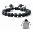 thumbnail image 1 of Pulsera Piedra Volcanica Ajustable Yoga Mandala Chakras Xtellar negro, 1 of 4