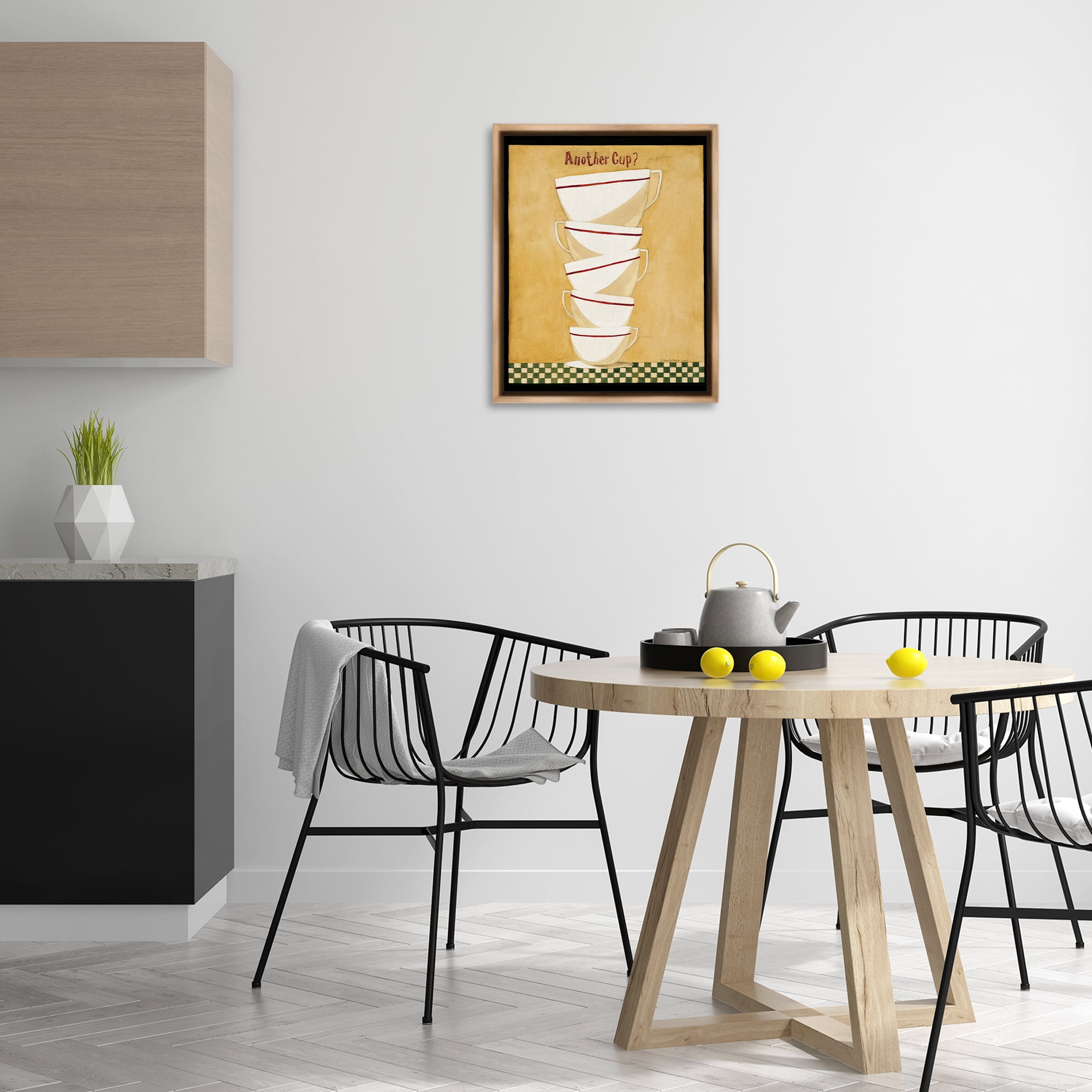 Stupell Industries Stacked Mug Collection Food & Beverage Painting Brown Floater Framed Art Print Wall Art, 17 x 21