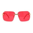 thumbnail image 2 of Mens Luxury Rimless Pimp Baller Rectangle Sunglasses Gold Red, 2 of 4