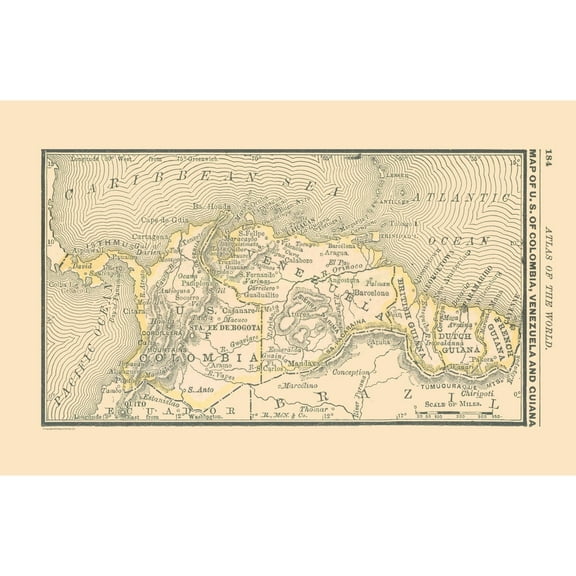 Historic Map - South America Southern - Alden 1886 - 35.33 x 23 - Vintage Wall Art
