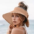 thumbnail image 2 of Womens Leopard Print Visor Sun Hat Large Brim Straw Cap Summer Beach Hat, 2 of 3