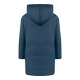 thumbnail image 4 of Arnsht (S-5XL) Big and Tall Women's Winter Warm Long Puffer Jacket Solid Color Long Sleeved Hooded Padded Zip Baggy Coats with Pockets Outwear Blue XXXL, 4 of 8