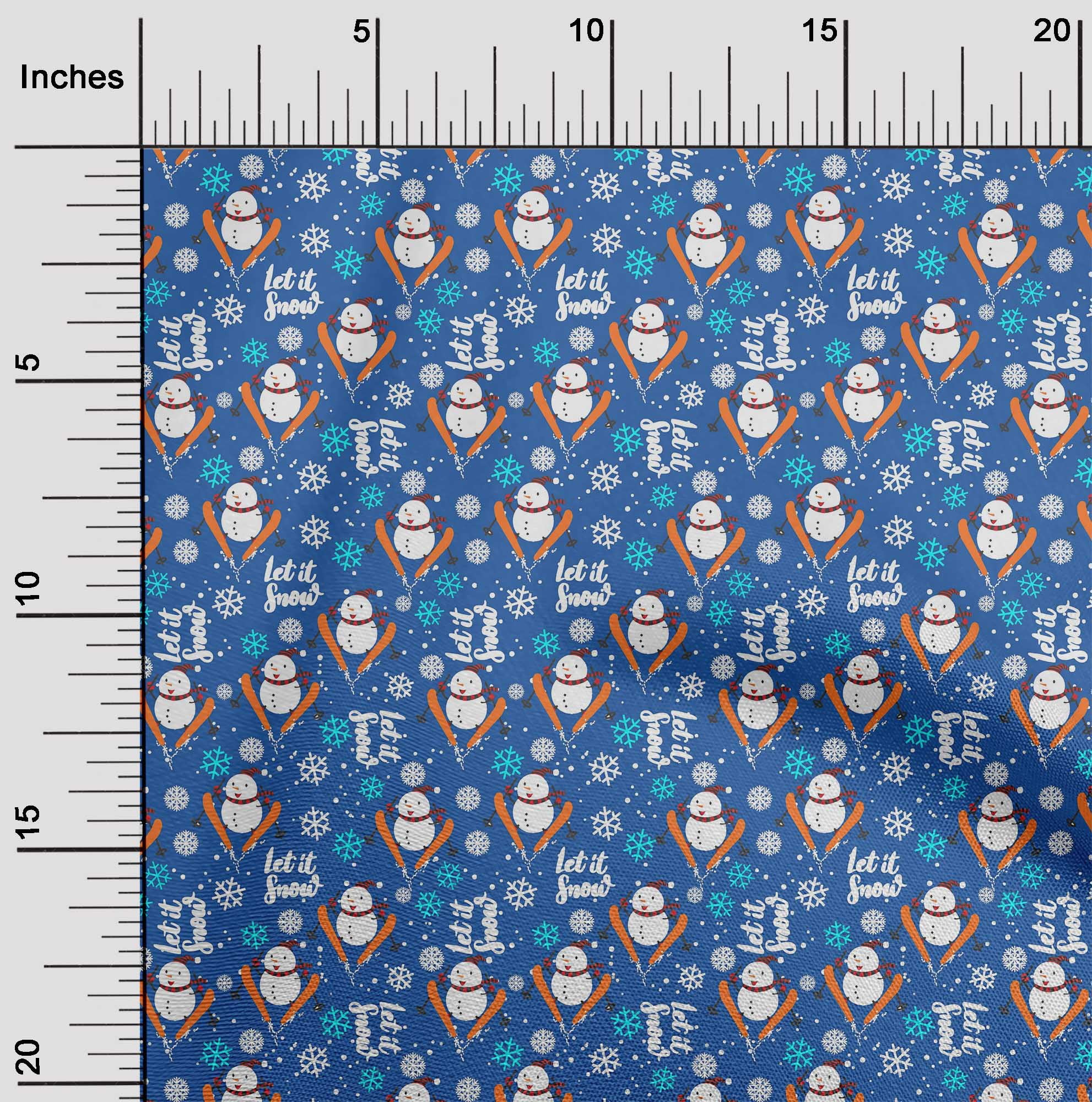 oneOone Polyester Lycra Blue Fabric Christmas Quilting Supplies Print Sewing Fabric By The Yard 56 Inch Wide