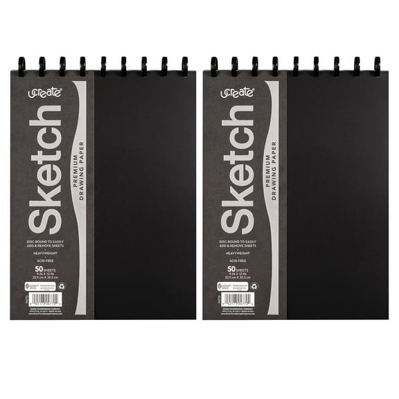 UCreate Disc Bound Sketch Book, 9" x 12", 50 Sheets, Pack of 2