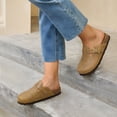 thumbnail image 2 of Comwarm Vegan Leather Clogs for Womens Mens, Cork Footbed Potato Slip On shoes for Women with Arch Support, British Tan, 2 of 6
