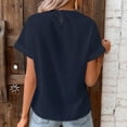 thumbnail image 3 of Women's Short Sleeve T-Shirt in Pure Color with Lace Trim - Perfect for Work, Shopping, or Daily Wear - Navy Blue - XL, 3 of 5