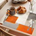 thumbnail image 4 of Burnt Orange Beige Placemats Set of 12, Abstract Modern Oil Painting Geometric Washable Wipeable Table Mats for Dining Tables, Indoor Outdoor Kitchen Place Mats for Holiday Party Table Decor, 4 of 9