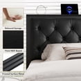 thumbnail image 3 of Honfach King Bed Frame with Storage Drawers, PU Leather Upholstered Platform Bed Frame with Charging Station, No Box Spring Needed, Heavy-Duty Metal Slats Support, Noise-Free, Easy Assembly, Black, 3 of 7