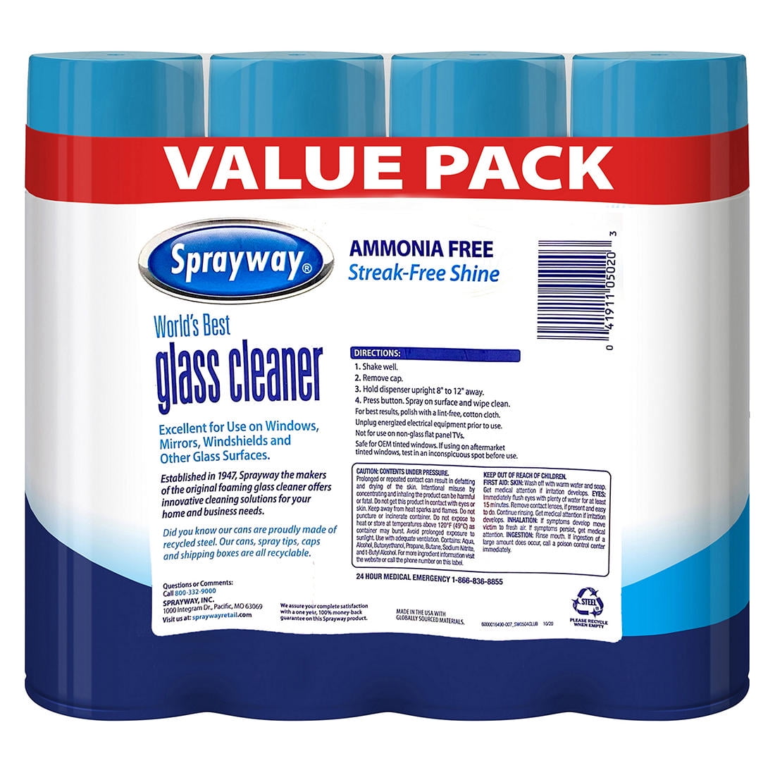 3 Pack Sprayway Glass Cleaner 23 oz Cans FAST Shipping CLEAN SHINE