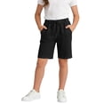 thumbnail image 6 of Atogsazn Kids Boys Summer Short Jeans Chlidrens Casual Wide Leg Drawstring Denim Shorts with Pocket Pants Black 9-10 Years Fashion, 6 of 7