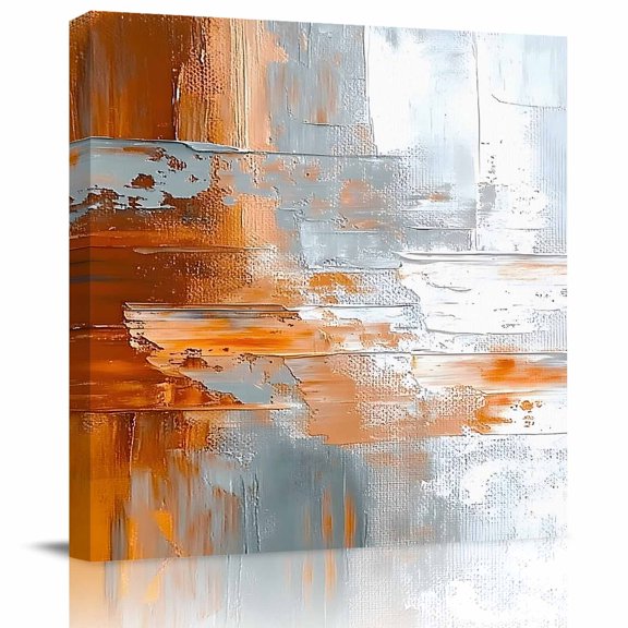Wall Art Prints, Abstract Orange Grey Framed Canvas Prints for Bedroom Living Room Bathroom Office, Modern Minimalist Street Art Gallery Wrap Wall Art Poster for Gifts Home Decor 8"x8"