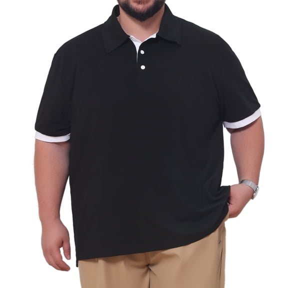 DARING DIVA Men's Big Tall Business Short Sleeve Office Knitted Golf Shirts XL Black